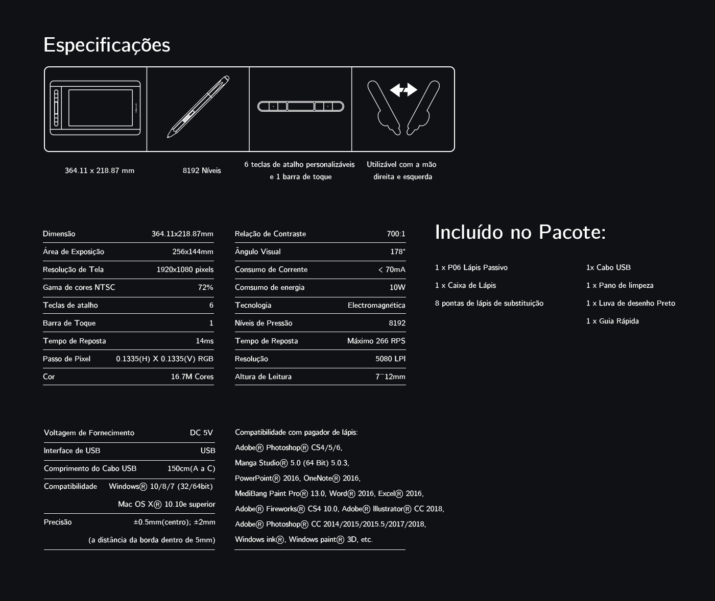  XP-Pen Artist 12 anime drawing tablet Specification 