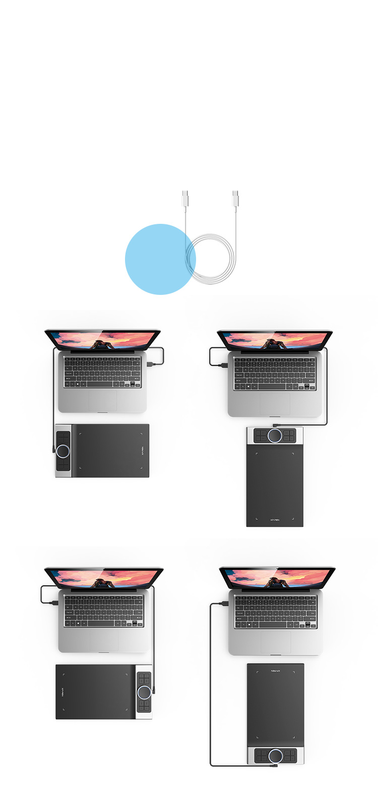 XP-Pen Deco Pro tableta de dibujo viene equipada con un puerto Tipo-C
