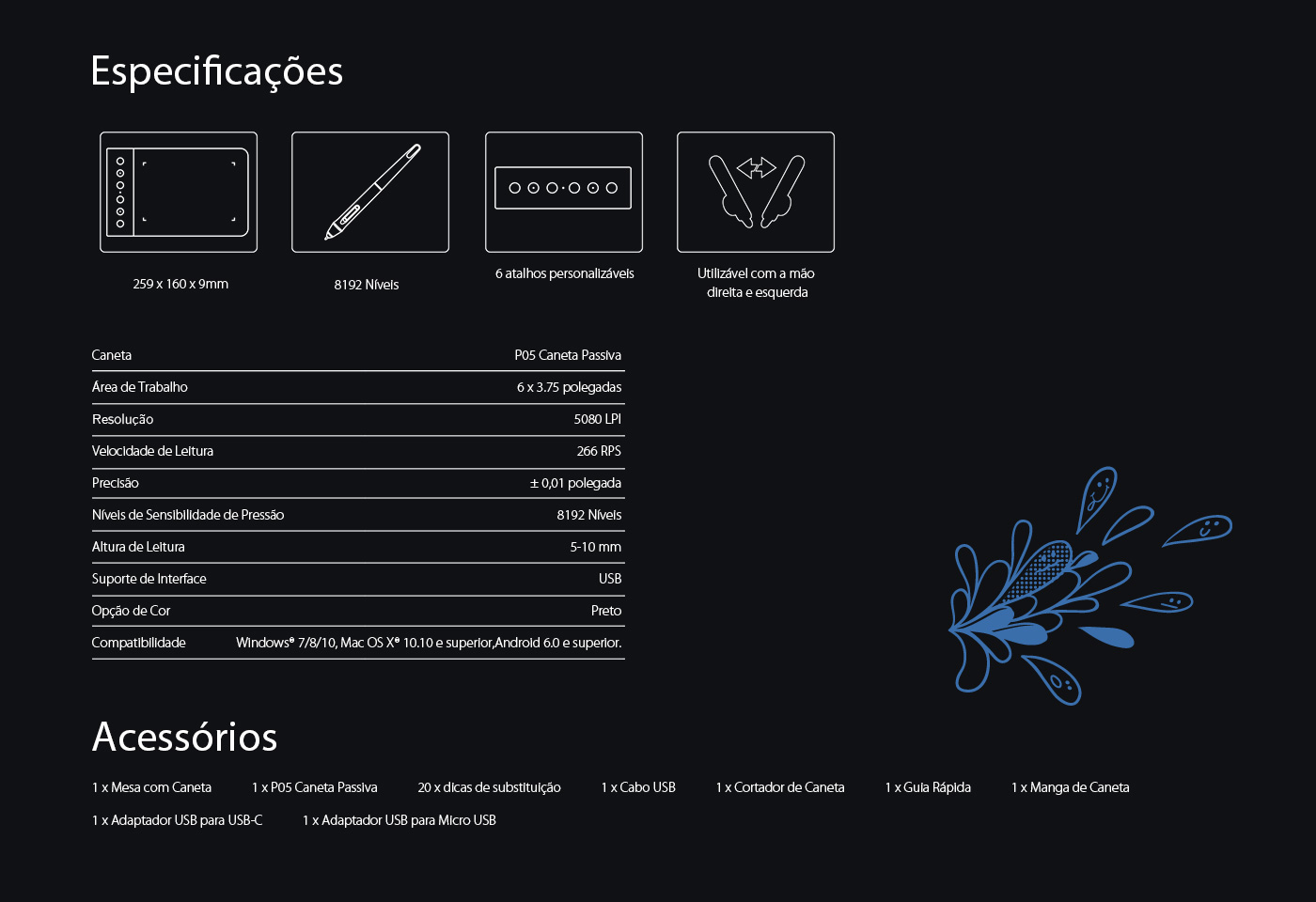 Especificaciones de Tableta gráfica XP-Pen Star G640S