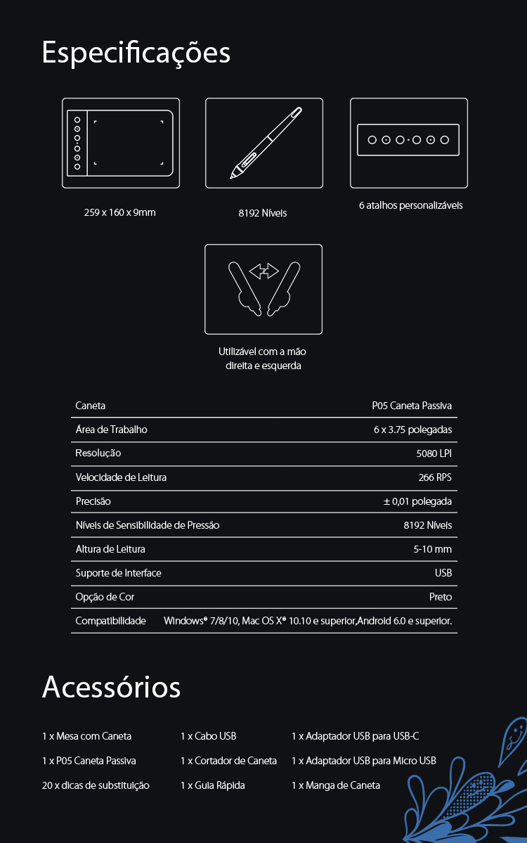 Especificaciones de Tableta gráfica XP-Pen Star G640S