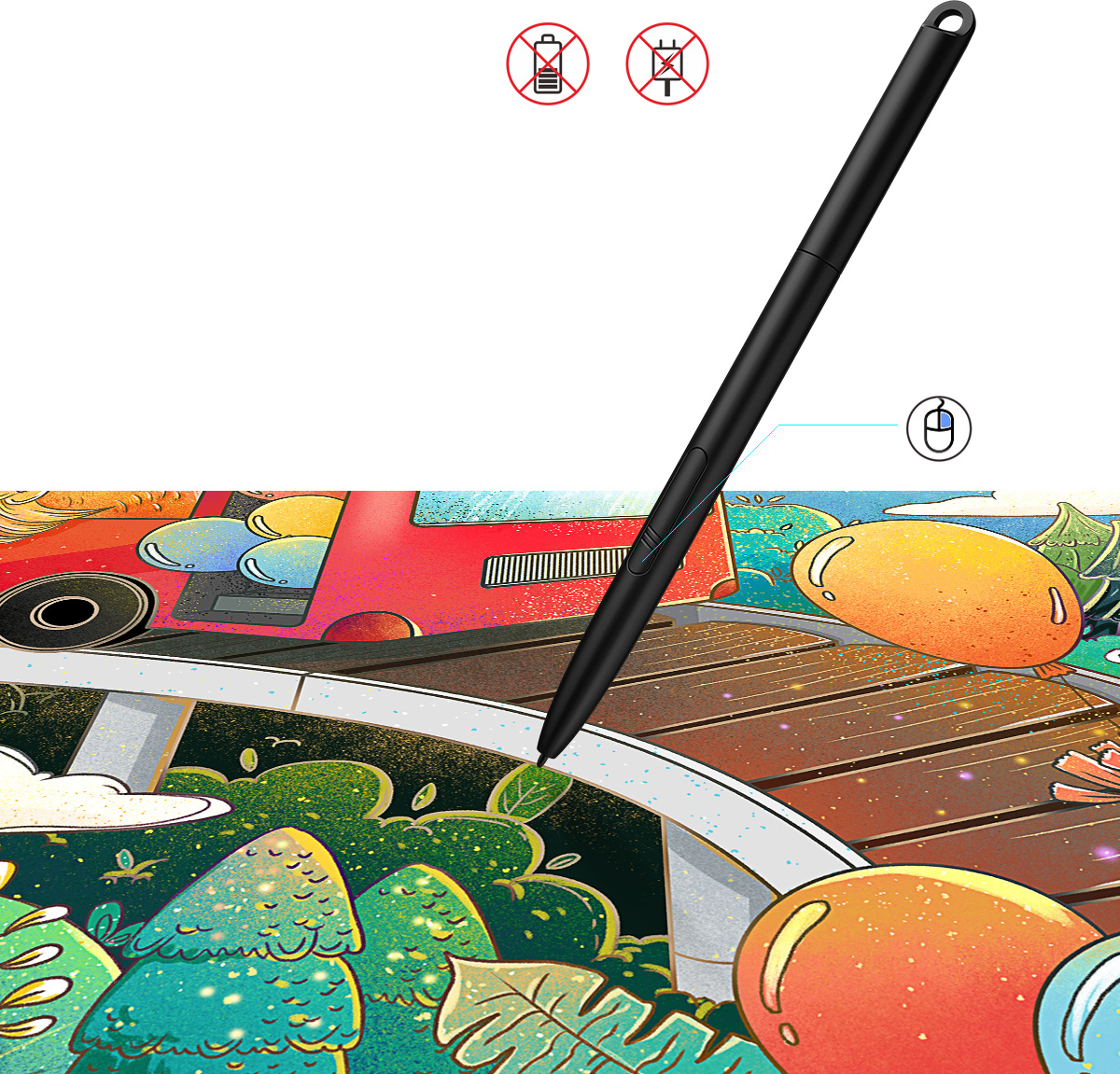  caneta digital Com 8.192 níveis de sensibilidade de pressão 
