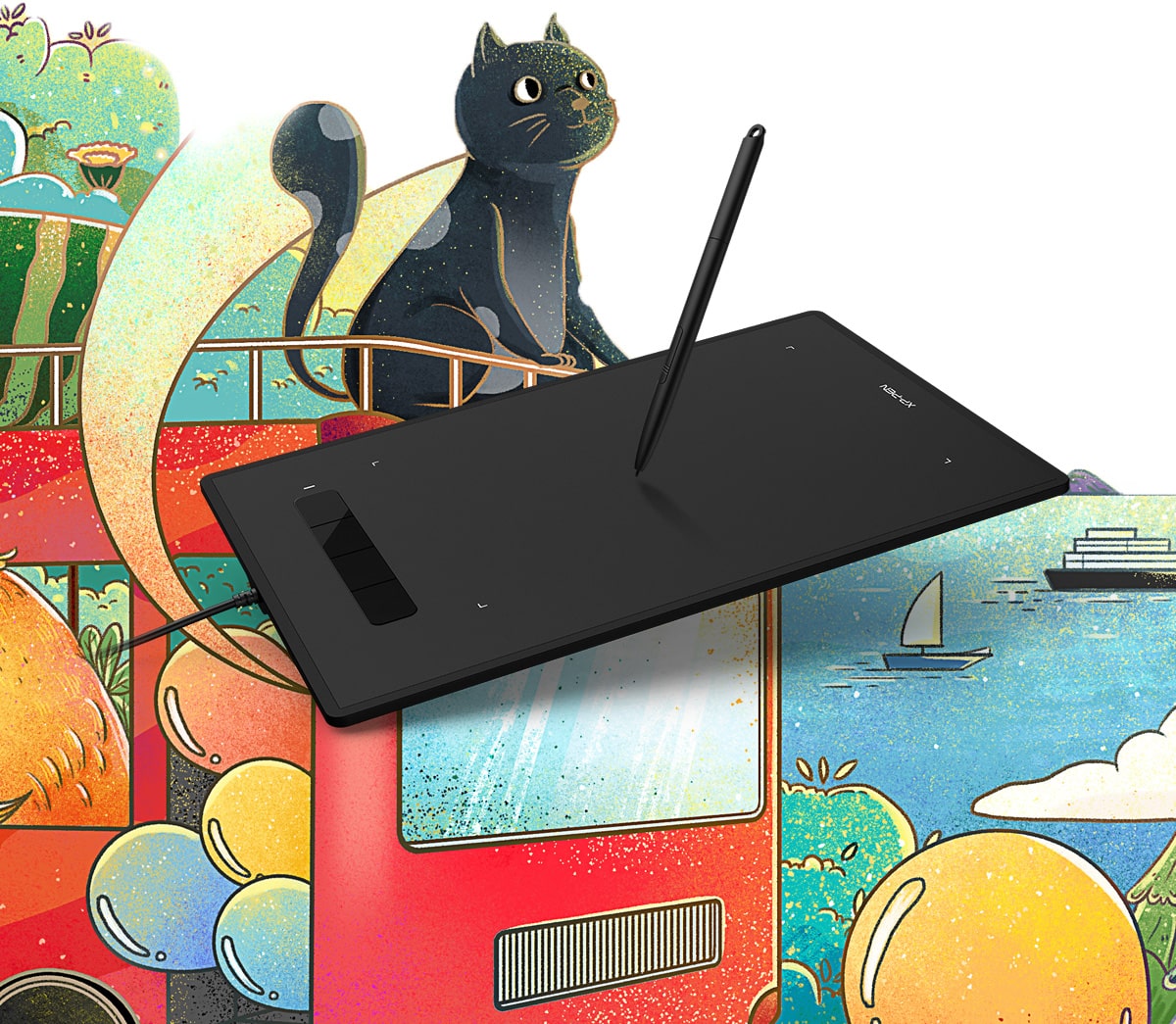 mesa digitalizadora XP-Pen Star G960 Compatível com a maioria dos sistemas operacionais e aplicativos